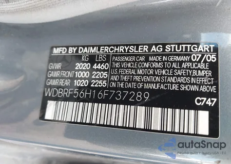 2006 Mercedes-Benz C 350 Luxury/Sport from USA, damaged, VIN WDBRF56H16F737289